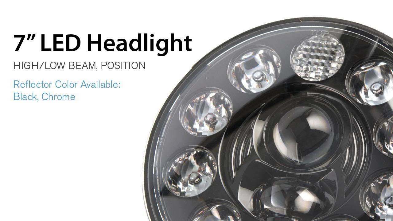 KiWAV NS2241 LED headlight 7 inch H6024 black reflector (chrome reflector available as well)