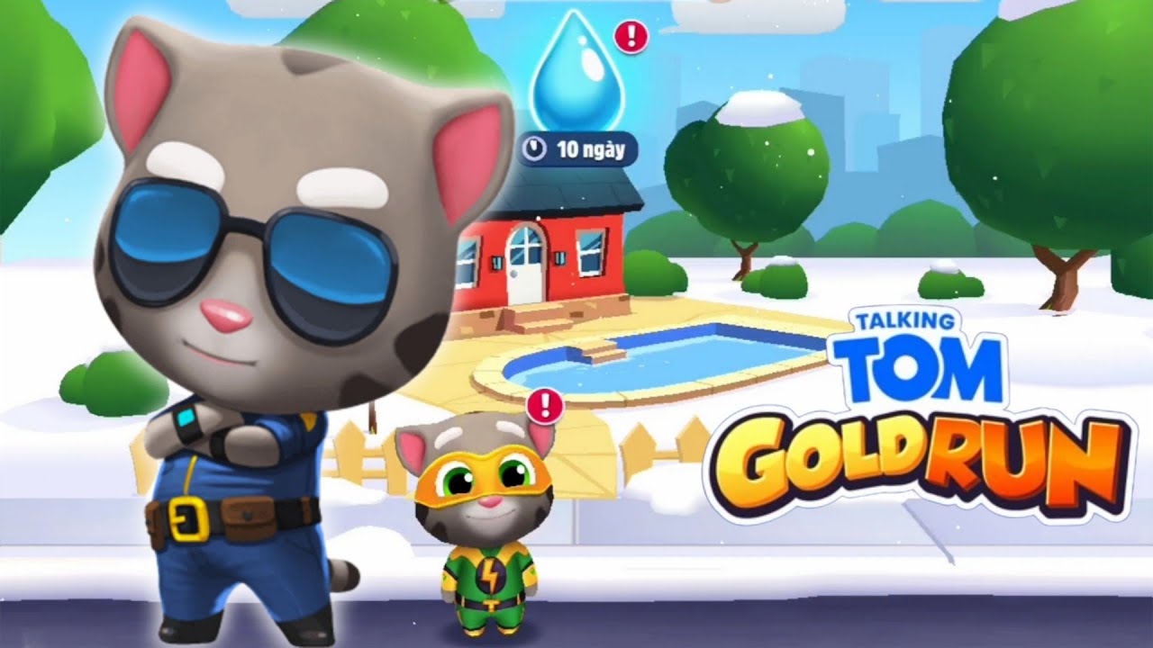 Talking Tom Gold Run New Update - Officer Tom vs Roy Raccoon - Full Screen - Android iOS