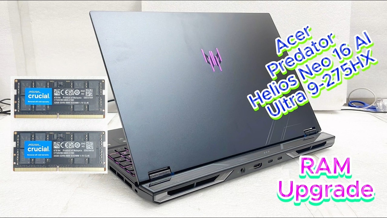Acer Predator Helios Neo 16 AI Ultra 9-275HX RAM Upgrade | Predator Helios Neo 16 Memory Upgrade