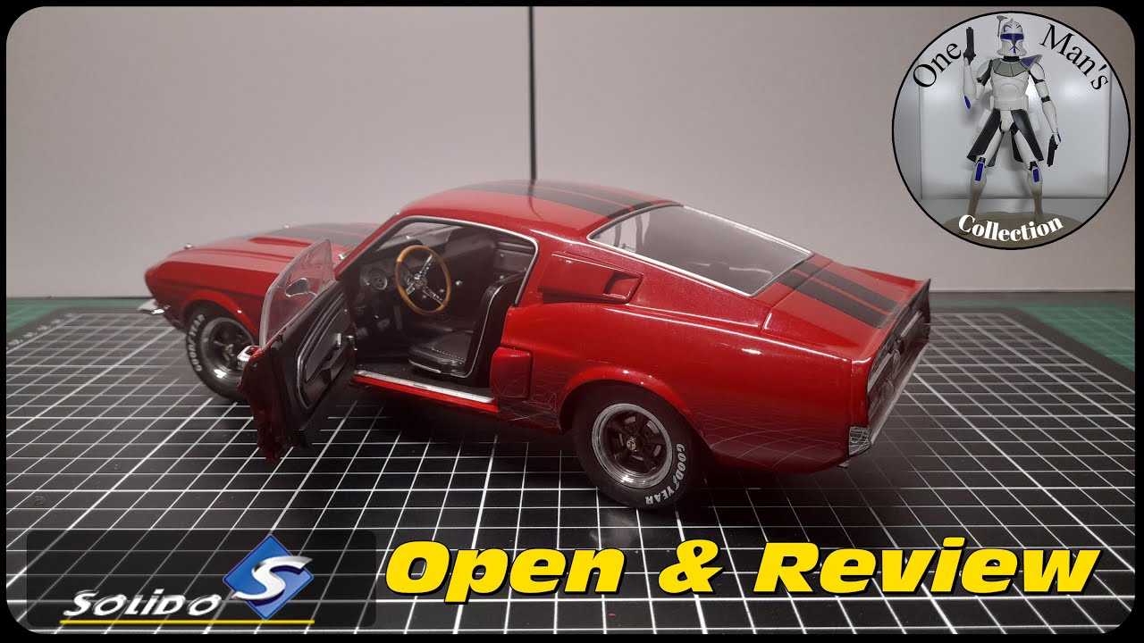 Модель Shelby GT500 1967 года, бордового цвета, производства Solido, масштаб 1/18 — обзор и распа...