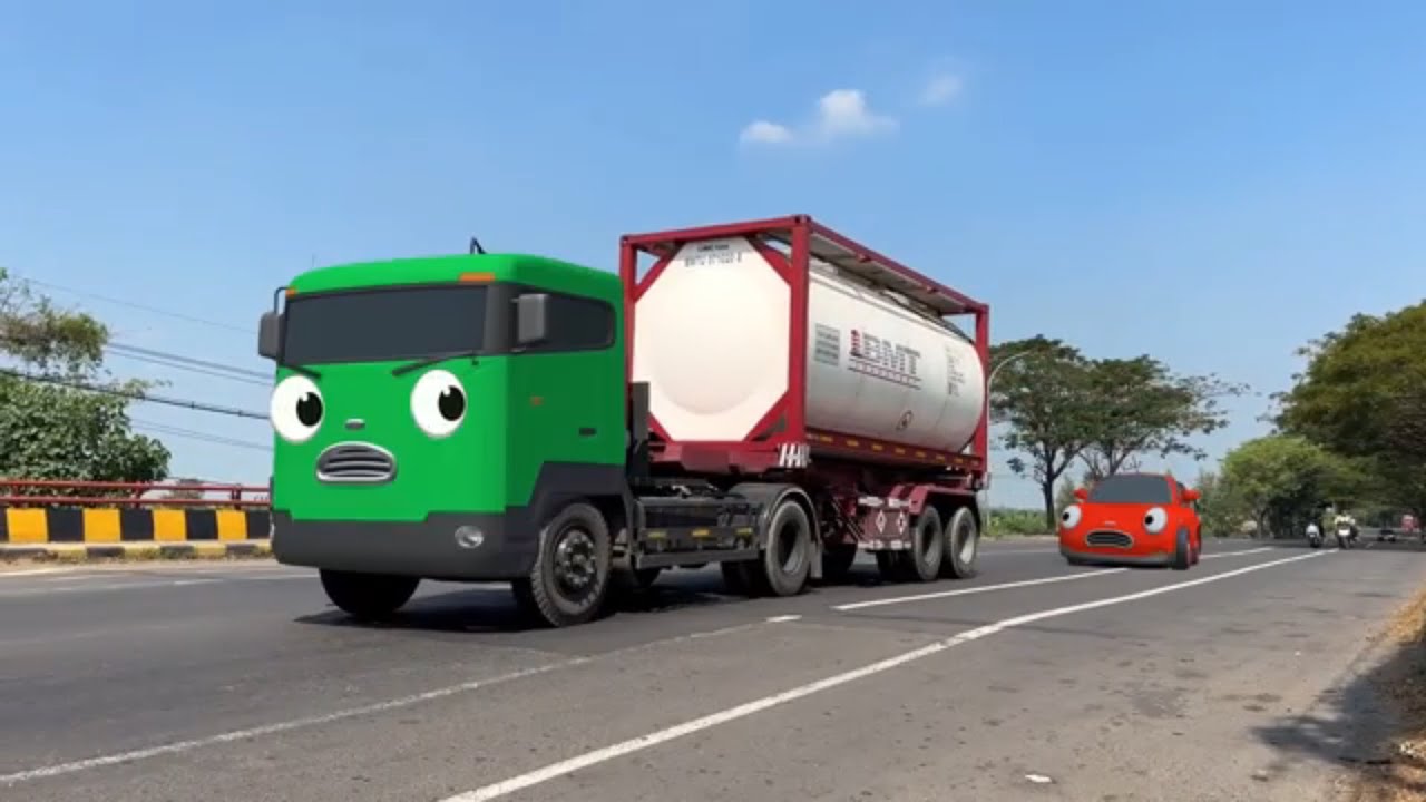 Semua Mundur !! Wow Ada Truk Kontainer Besar, Truk Tangki Panjang, Truk Pasir Mirip Tayo Dan Sahabat