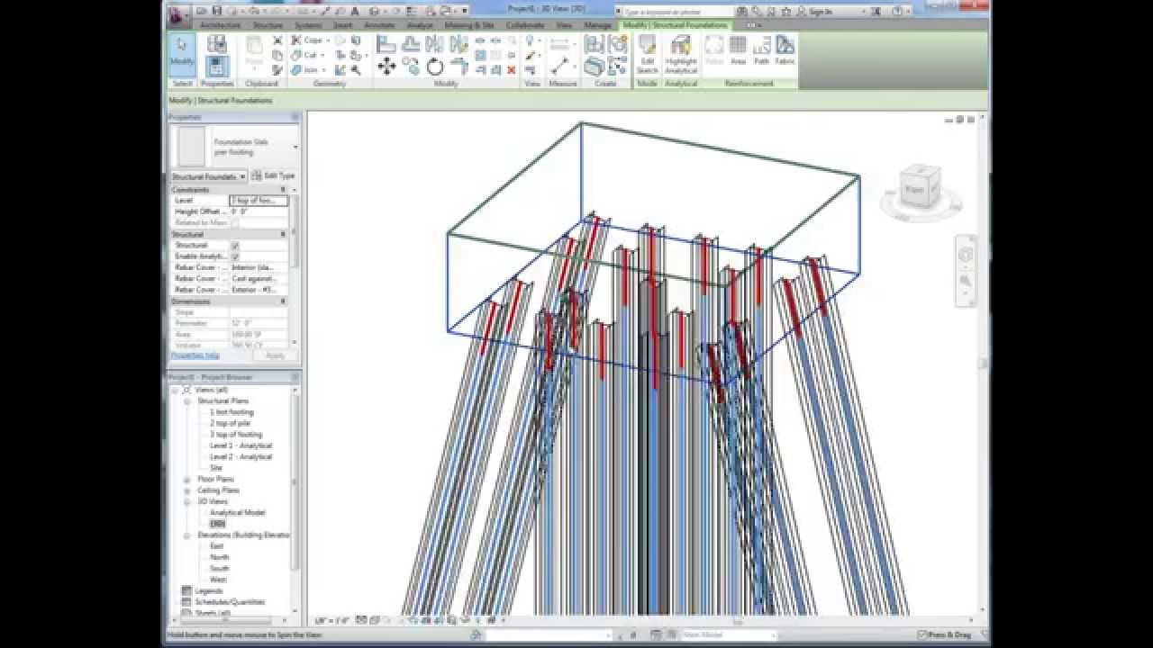 Revit Autodesk  - Video 3 Placing Steel H pies in Revit for bridge foundations