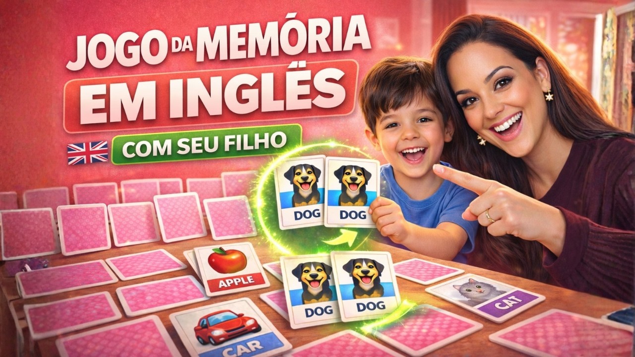 Jogo da memória em inglês com seu filho