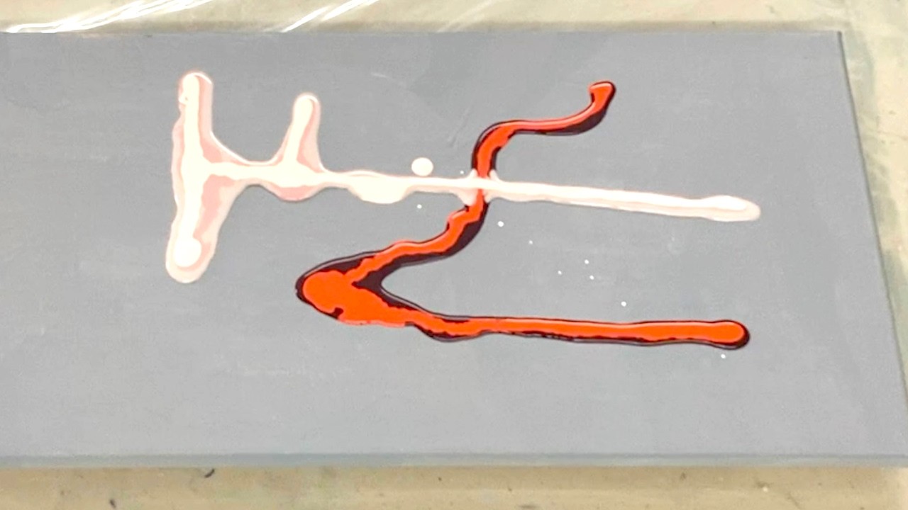 A&A Chess-Inspired Acrylic Pouring with Hand-Painted Sphere, Acrylic pour paintings, Fluid Art.