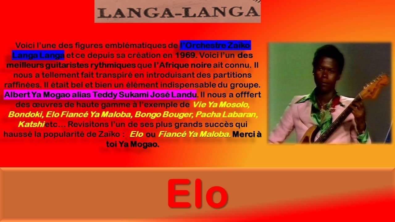 Elo pts 1&2 Est L'Une Des Plus Grosses Réussites de Teddy Sukami Landu & Orchestre Zaïko Langa Langa