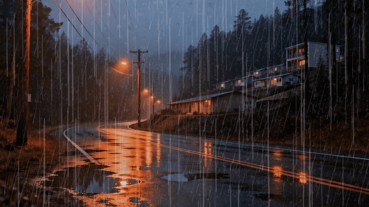 🌧️ Calming Rain Sounds for Sleep (NO THUNDER, NO ADS) - Forest Road Trip Rain Ambience