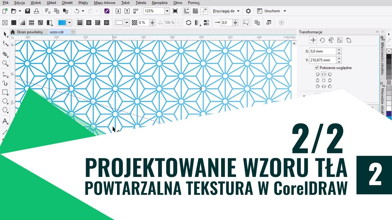 Część 2/2. CorelDRAW. Rysowanie wektorowego wzoru tła (patterns)