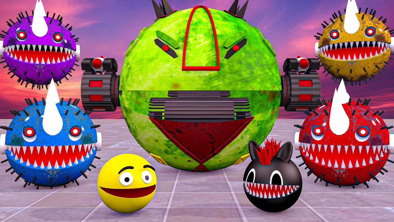 MS PACMAN & NEW RED PACMAN VS TWO YELLOW MONSTER PACMAN FIGHTING IN POKEMON #2026