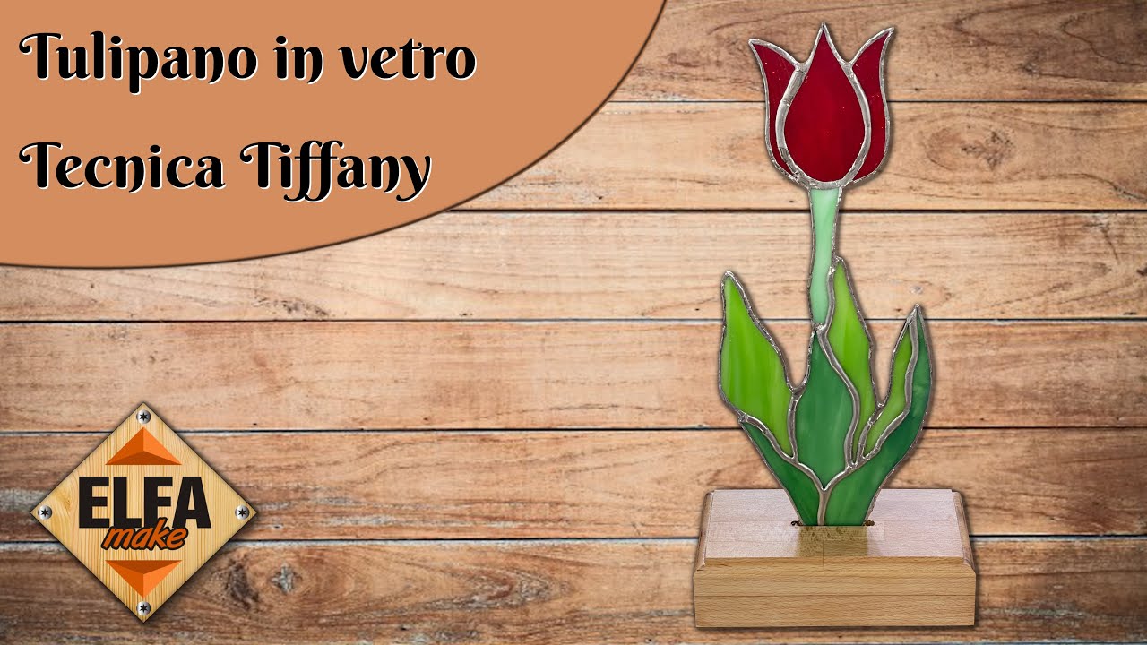 Tulipano in vetro opalescente con Tecnica Tiffany