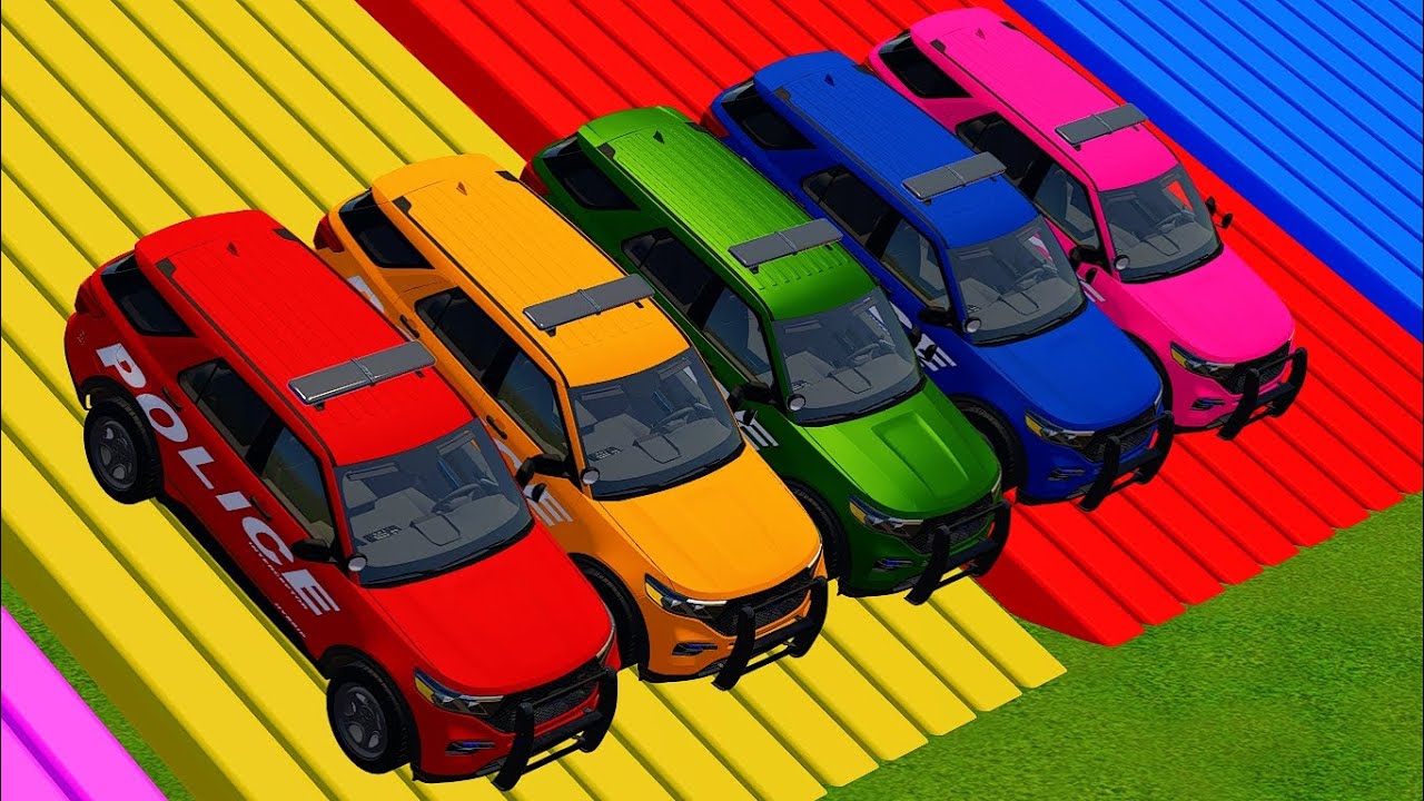 Transport of Colors! ALL POLICE CAR , red, yellow, green, blue abd pink