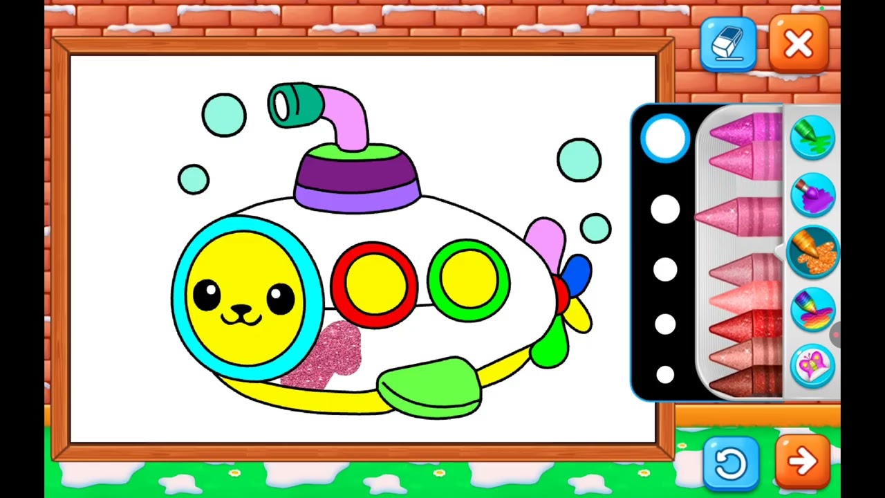 Coloring a Cute Submarine 🚀🌊 | Learn Colors for Kids | Ocean Vehicle Coloring | Tiny Color Tales
