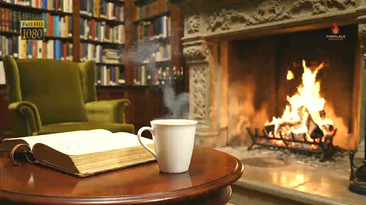 Gentle Snowfall & Fireplace Crackles 10 Hours Full HD – Cozy Cabin for Deep Sleep & Focus