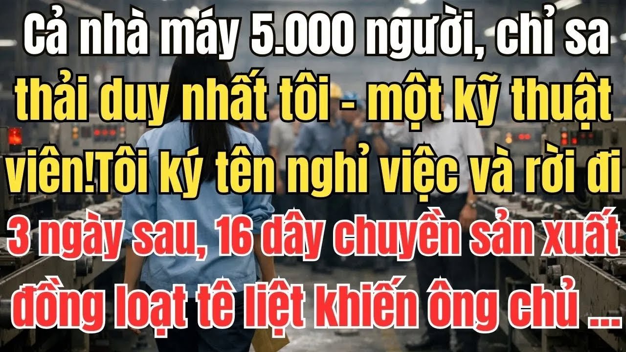 Cả nhà máy 5000 người, chỉ sa thải duy nhất tôi một kỹ thuật viên! Tôi ký tên nghỉ việc. Ba ngày sau