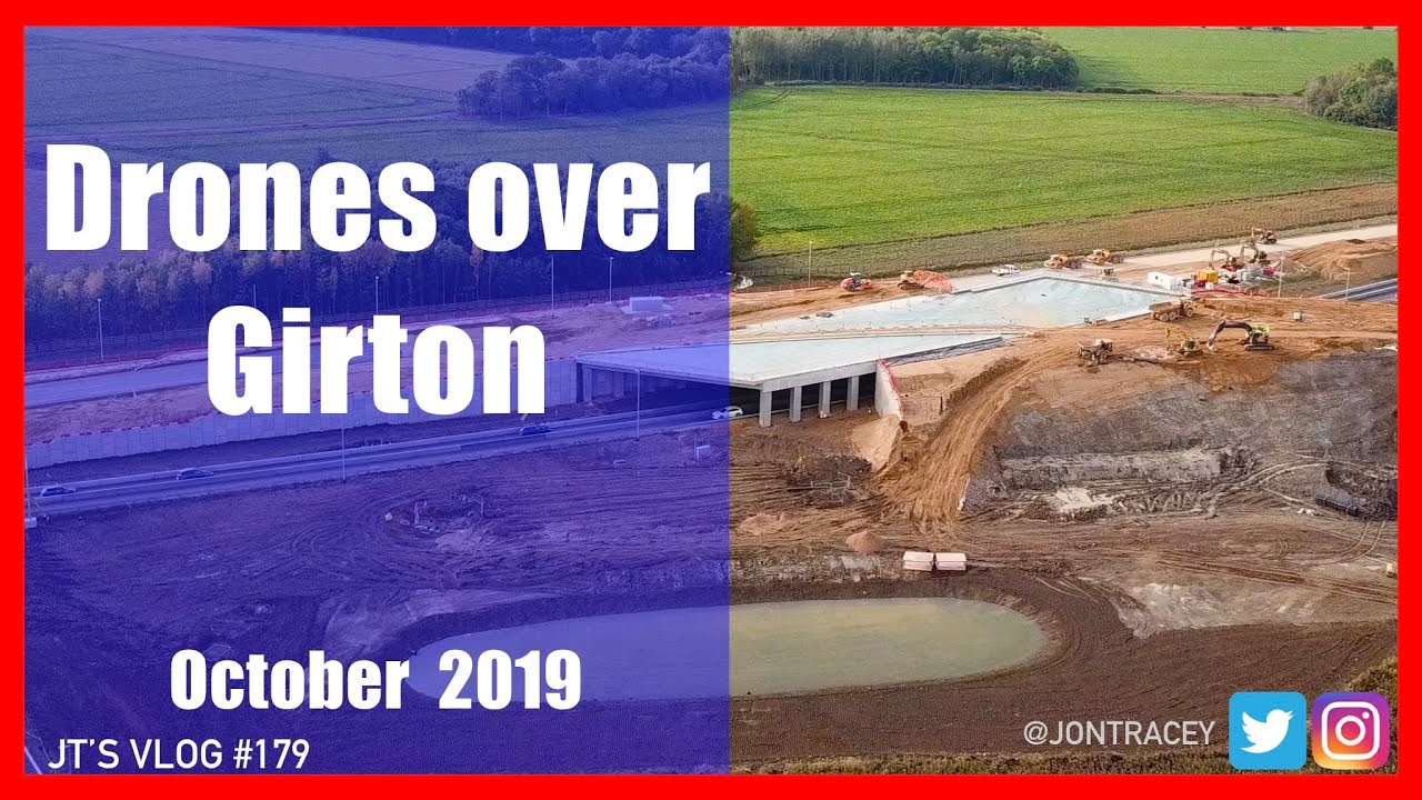 Drones over Girton - Building the new A14 - October 2019