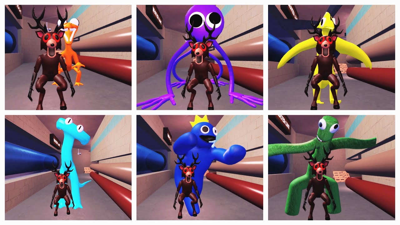 yellow vs Blue vs Orange vs Green vs sky blue vs purple in rainbow friends chapter 2 roleplay 