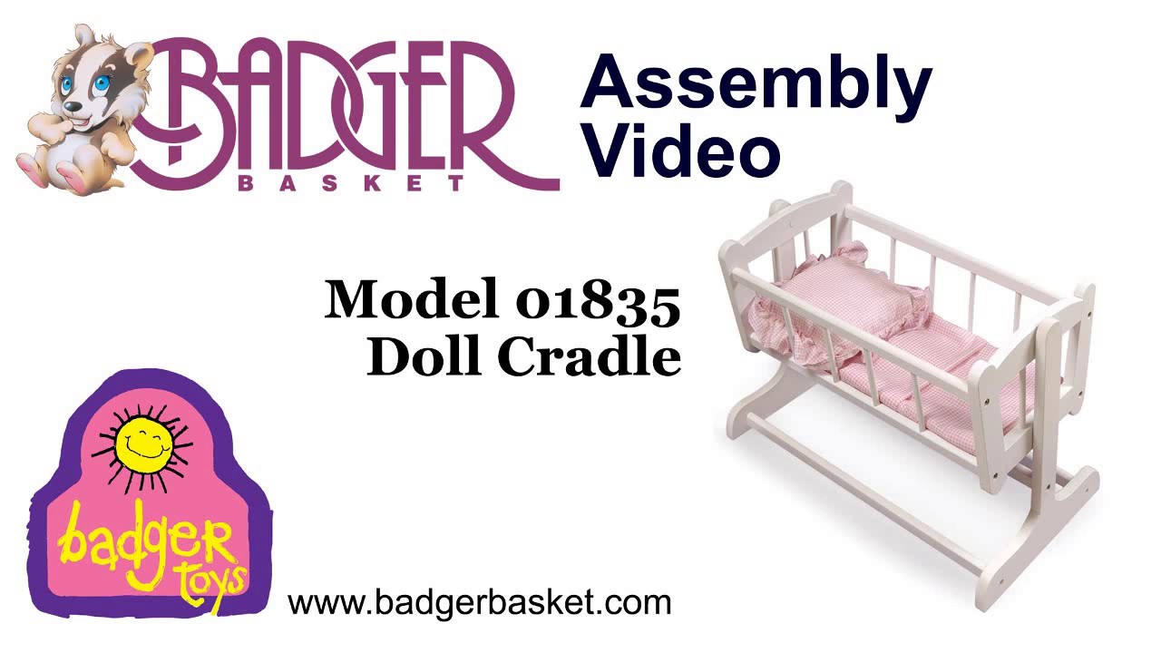 Assembly of 01835 - Badger Basket Heirloom Style Doll Cradle with Bedding