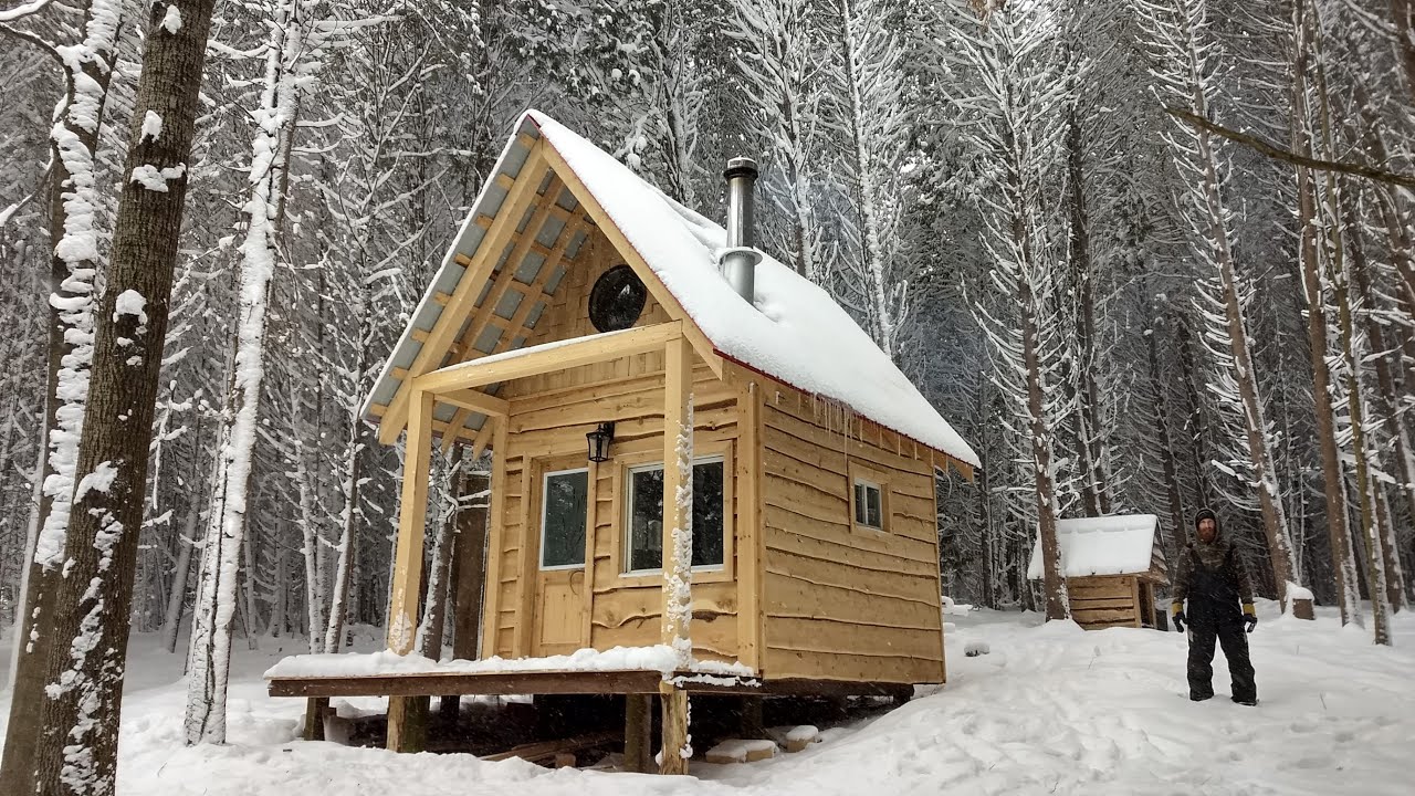 BUILDING a Small Cabin in the WOODS (COMPLETE BUILD!)