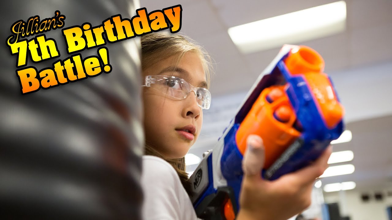 Jillian's 7th Birthday Battle! KARATE KICKS, PUNCHES & NERF WAR!