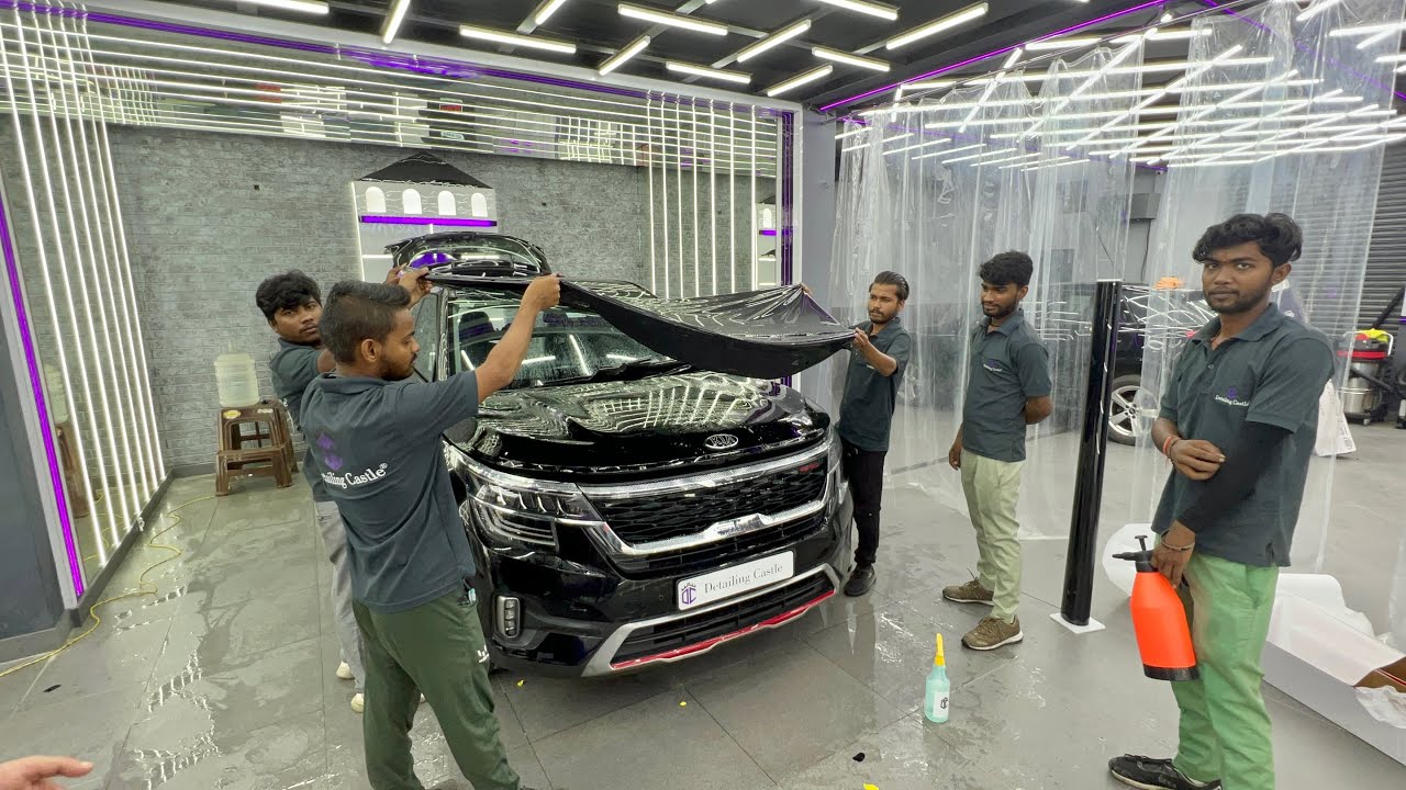 Kia Seltos Getting Black Paint Protection Film | Instant Heal PPF Live Testing | Detailing Castle