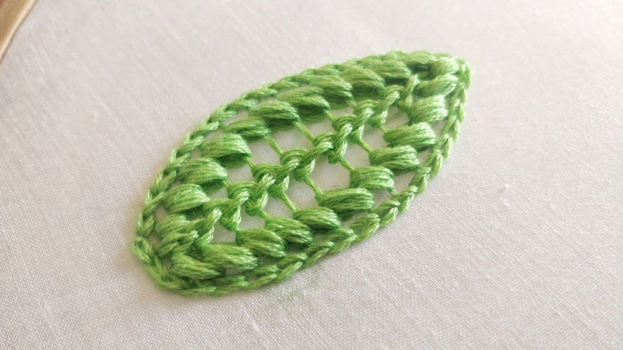 Cluster Stitch New & Easy Leaf Embroidery Design #2 (Hand Embroidery Work)