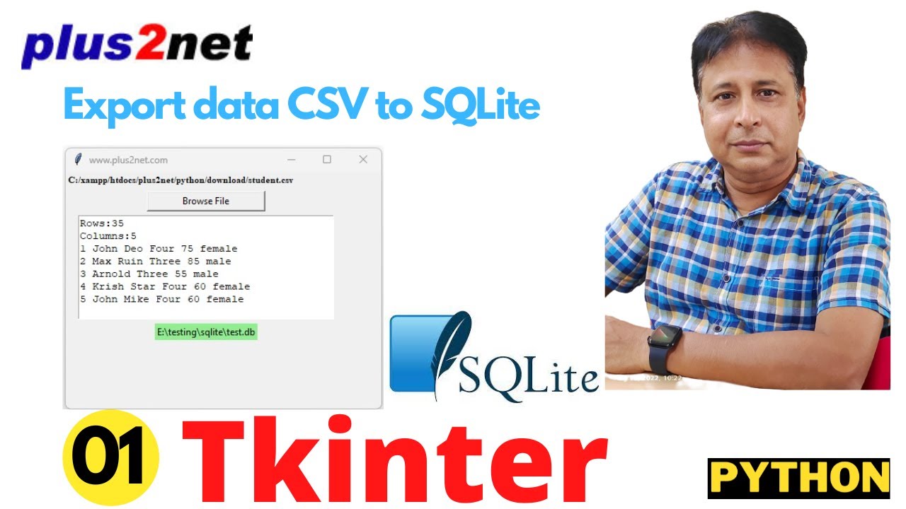 Export  CSV Data to SQLite table using  Tkinter, Pandas #dataExport #csvToSQlite