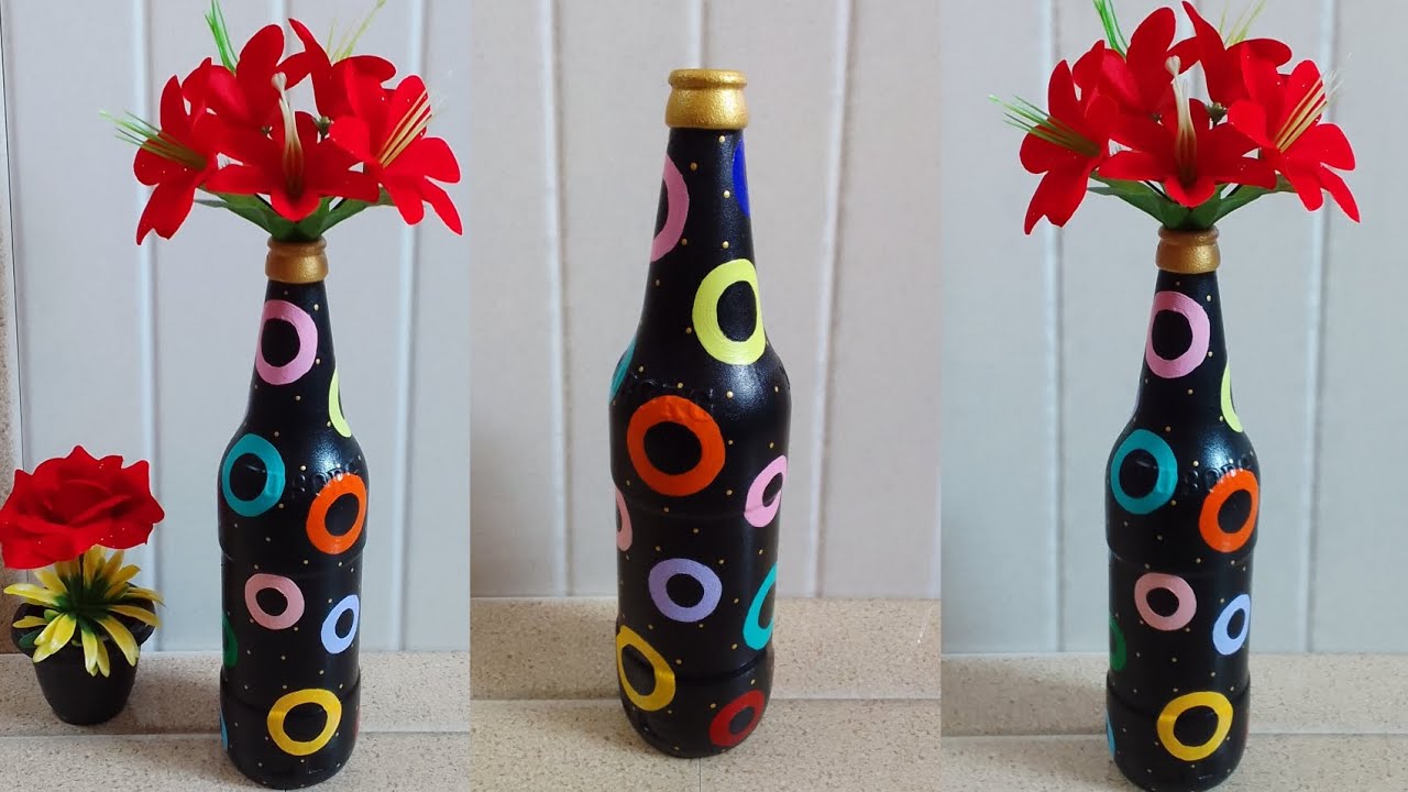 Turn Ordinary Bottles Into Vibrant Art In Minutes | Easy DIY Bottle Art | Colourful Bottle Art 