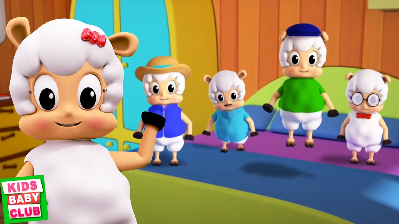 Five Little Sheep Jumping On The Bed Nursery Rhyme And Kids Song
