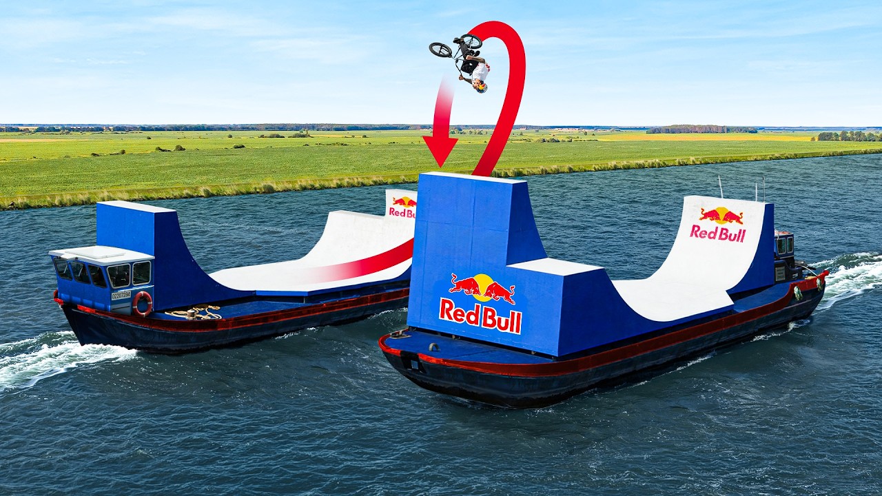 Bike Flip Between Two Moving Boats