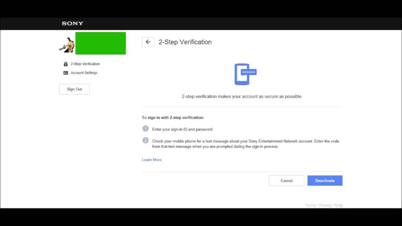 PSN 2-Step Verification Setup