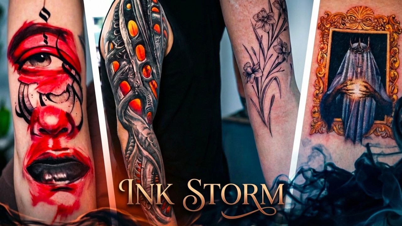 Avant-Garde Half Face Meets Micro Realism 🔥 | Realistic Arm & Fine Line Flower Tattoo