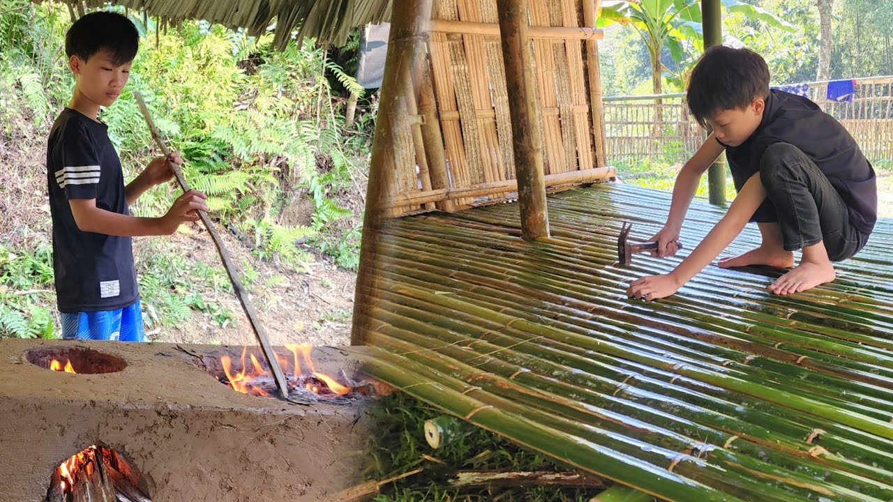 TIMELAPSE: Survival skills of an orphan boy in the wilderness. Daily life of a poor boy.