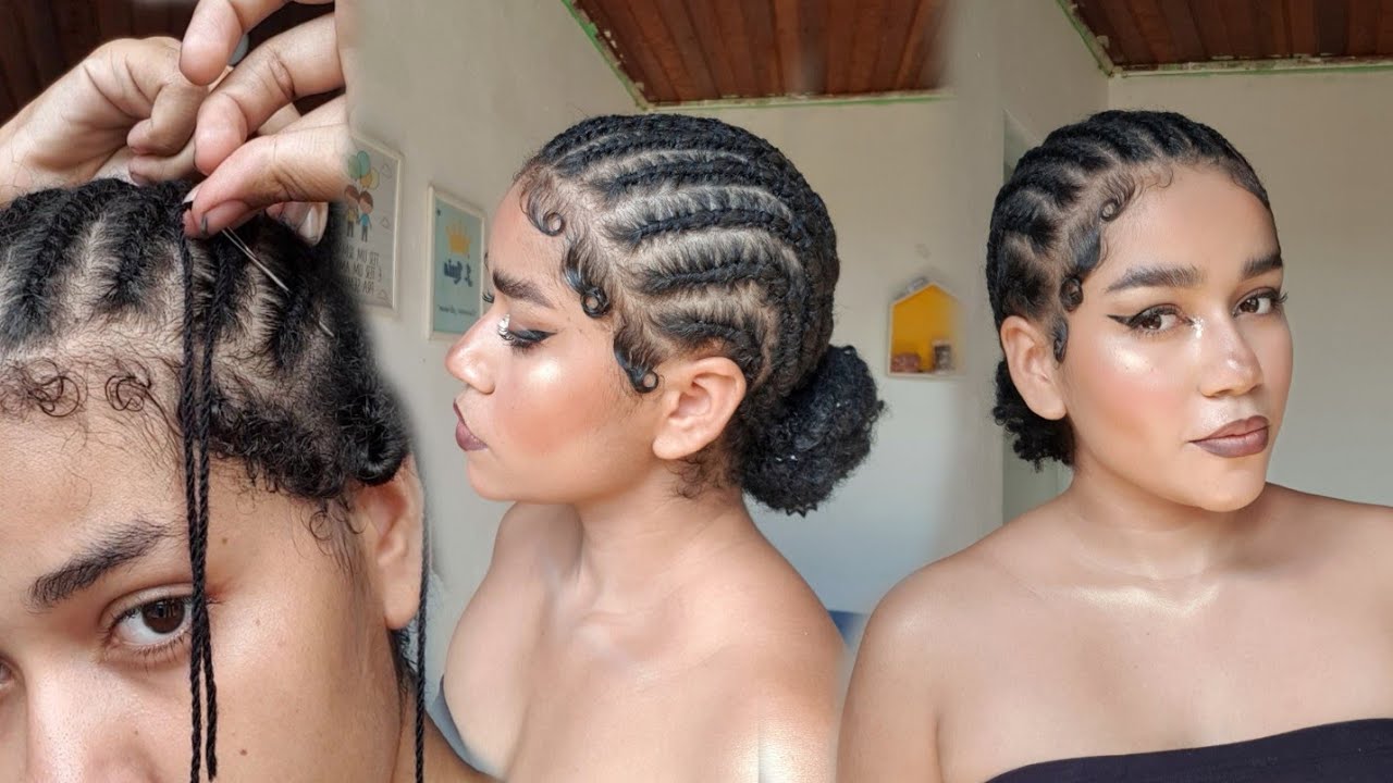 trança nagô costurada com lã passo a passo sozinha/ crespa 4a