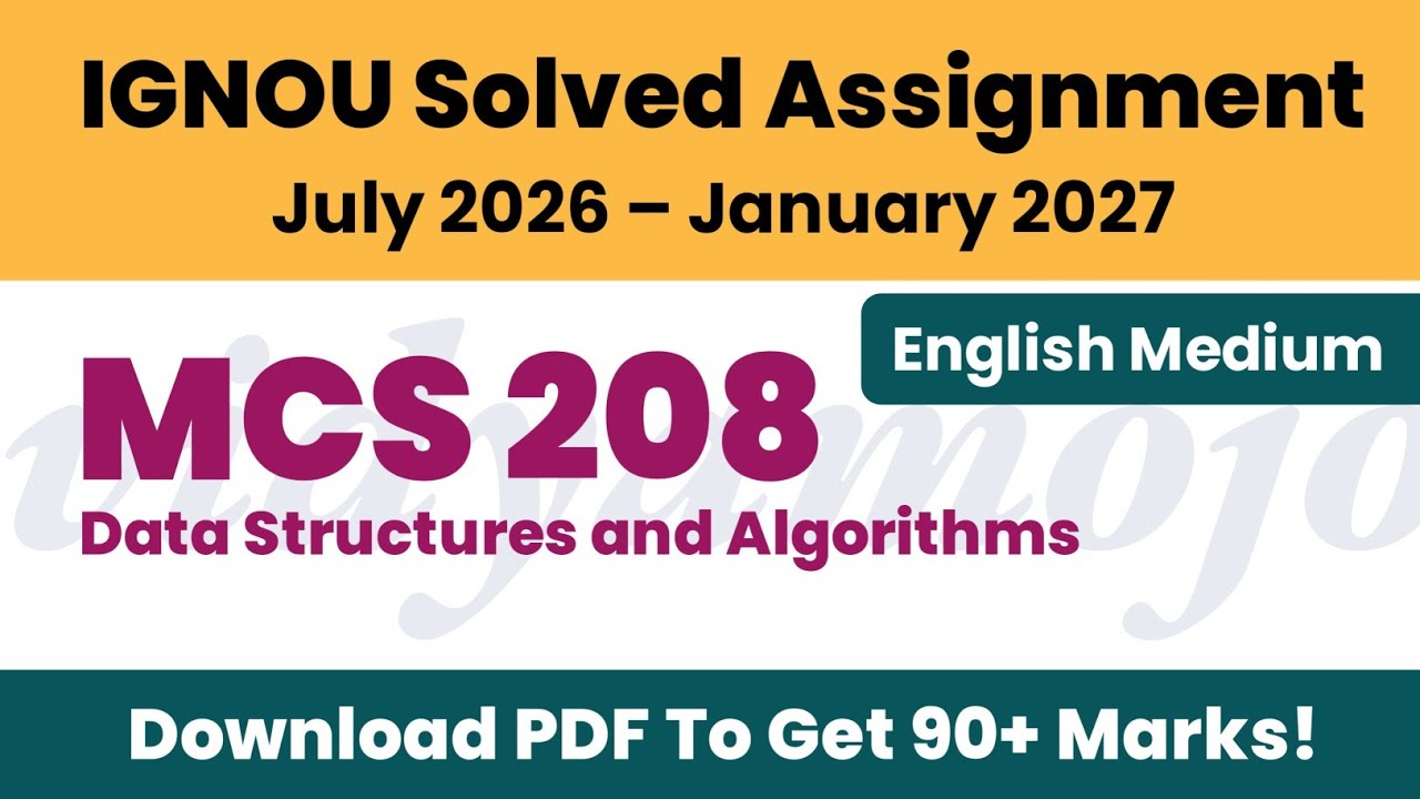 IGNOU MCS 208 Solved Assignment 2026-27 English Medium PDF Download | PGDCA & BCA