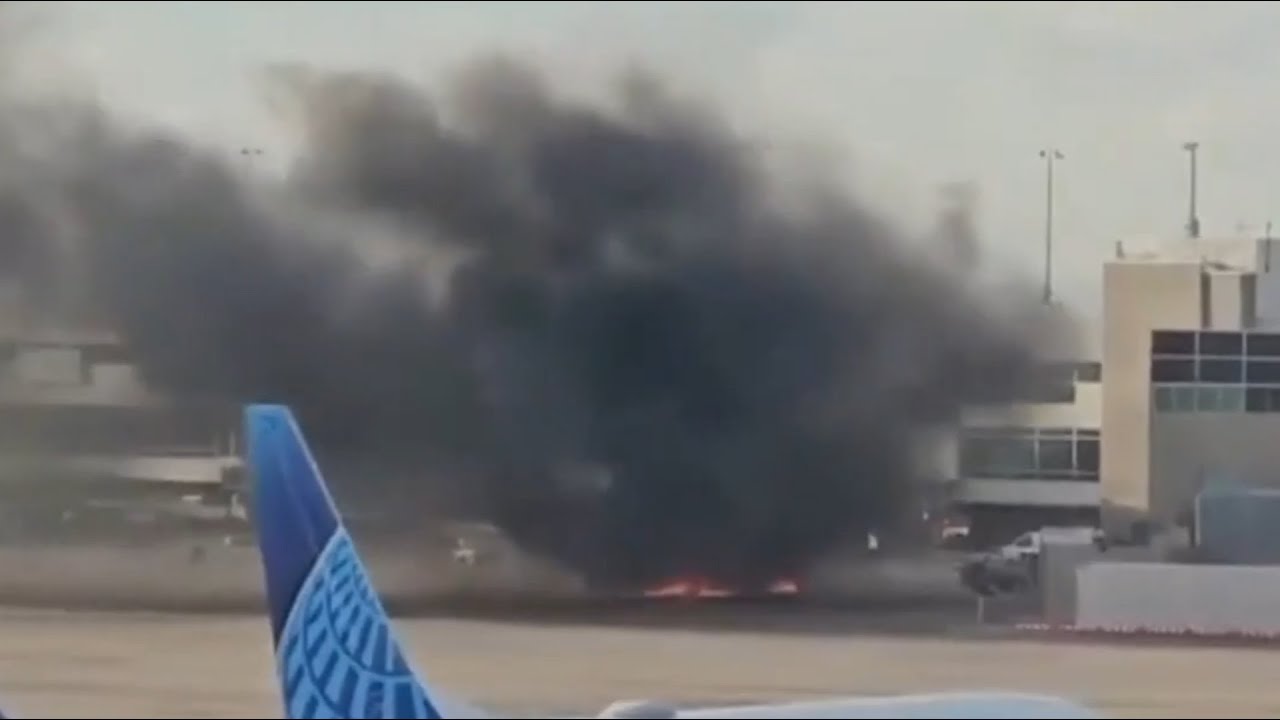 American Airlines flight catches fire at Denver International Airport