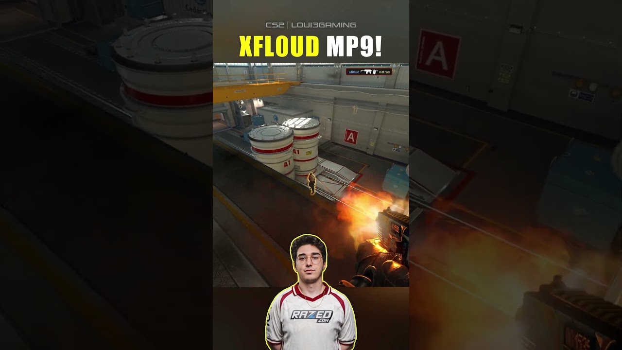 Игрок xfl0ud с его MP9 просто сходит с ума! 🤯 Огромный квадкилл + победа 1 на 3 на карте Nuke! #c...