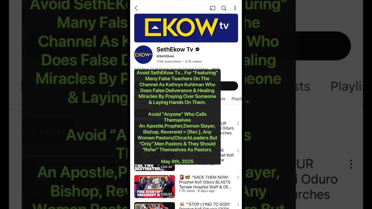 SethEKow Tv #exposed For &ldquo;Featuring&rdquo; Many False Teachers On The Channel.