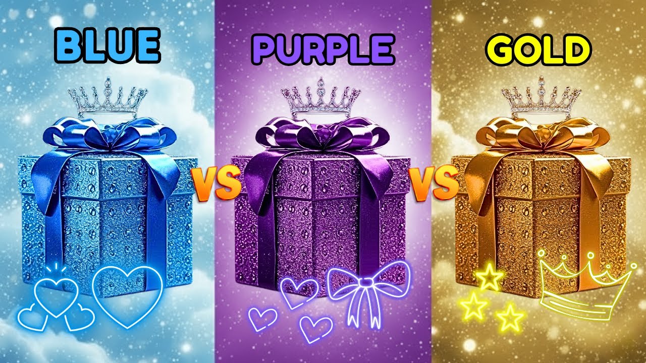 🎁 3 Gift Box Challenge – Blue vs Purple vs Gold  2 Good, 1 Bad 🎁