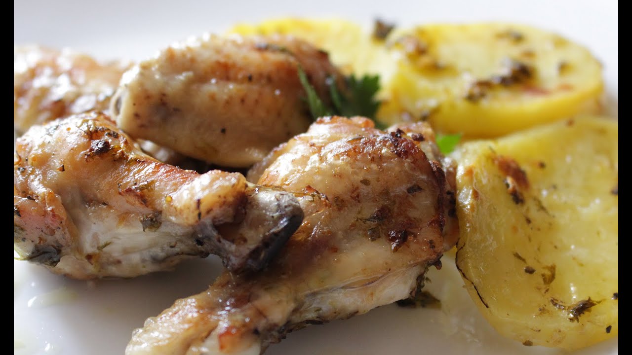 ALITAS de POLLO al AJILLO con Patatas al Horno
