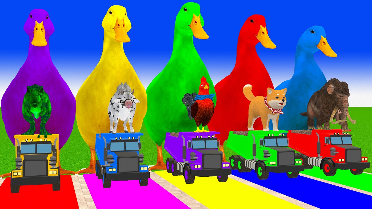 Long Slide Game With Cow Elephant Gorilla Hippopotamus Tiger 3d Animal Game Funny 3d Animals