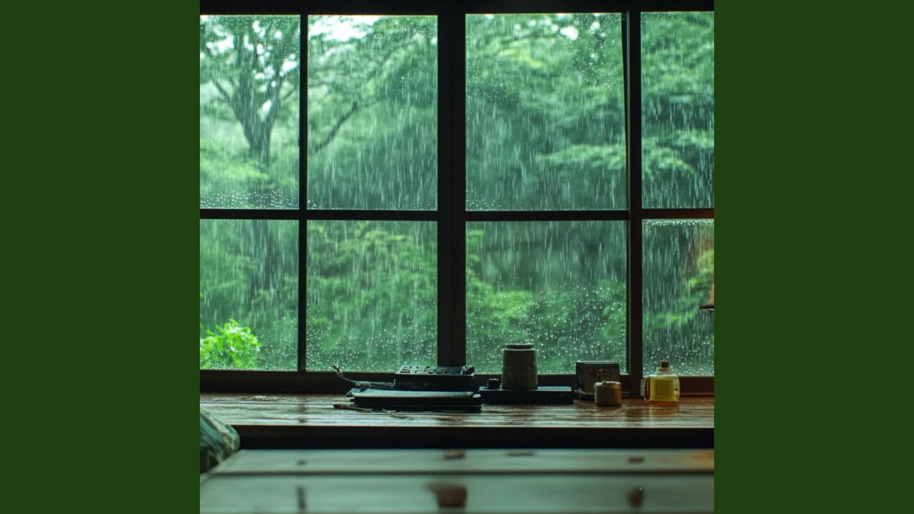 Rain Fall Hitting on a Japanese Window