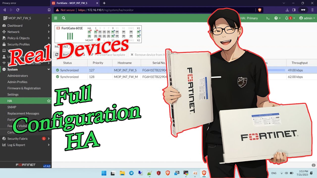 FortiGate HA and Full Its Configuration with Real Devices .. !