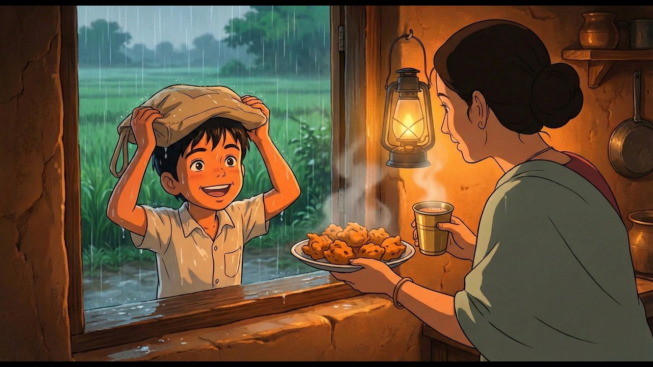 Running Home from School in Heavy Rain to Eat Mom’s Pakoras | Ghibli Vibes