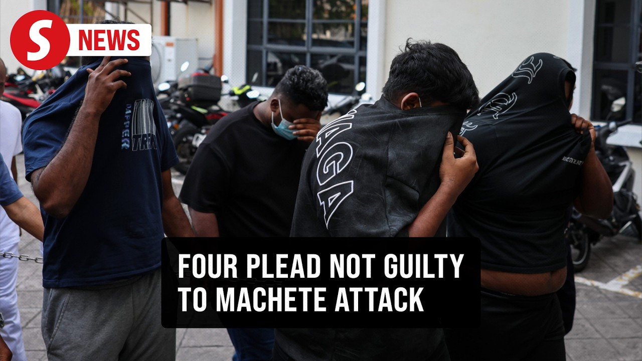 Four plead not guilty to attacking man at shopping mall