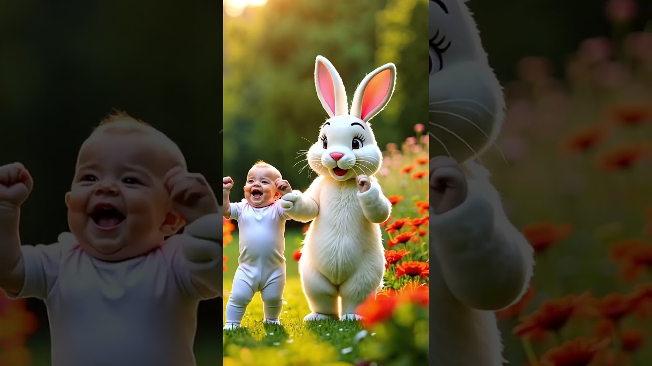Cute Baby and Bunny dancing with the song of A Ram Sam Sam #cutebaby #aramsamsam #adorabledose
