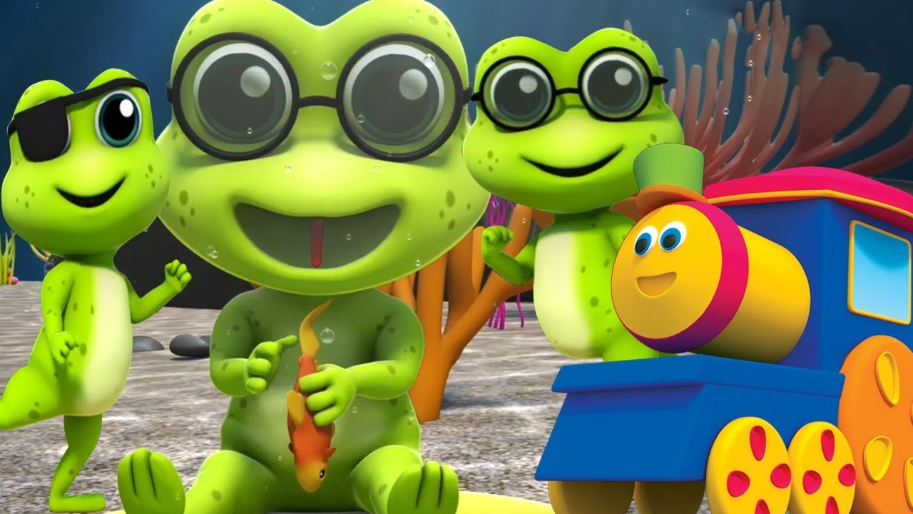 bob o trem | cinco pequenos salpicados rãs | rima para crianças | Five Little Speckled Frog