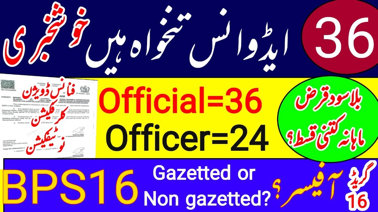 Revised Loan & Advance Policy for Government Employees || BPS 16 is gazetted officer or official?