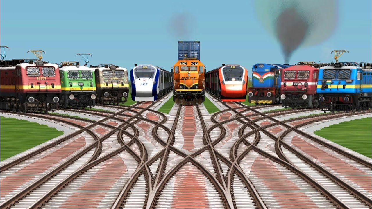 9 Powerful Trains Tackle Extreme Curve X Crossings | Train Gameplay | Train Simulator Classic 