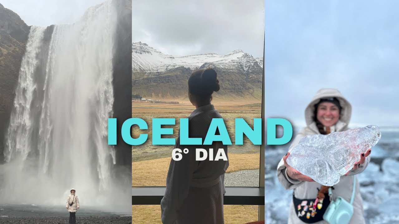 ISLÂNDIA 🇮🇸| 6° dia, café no hotel, estrada, Diamond Beach e Skogafoss