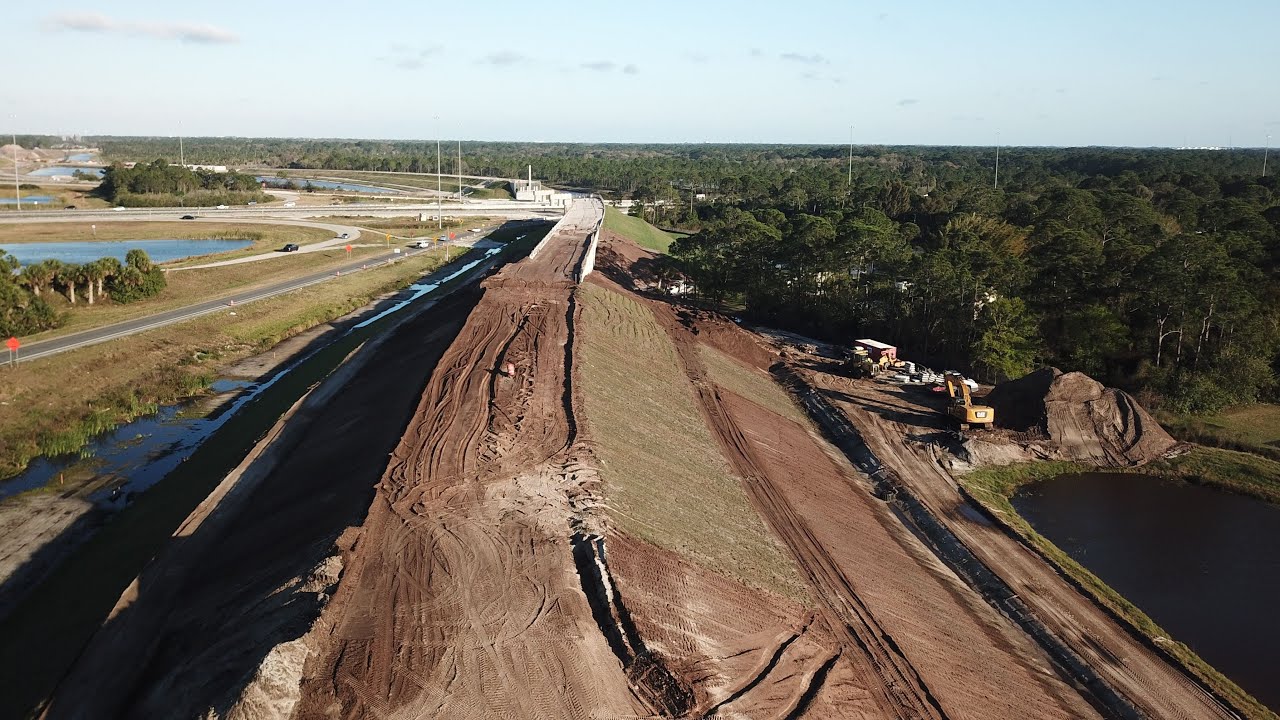 Brightline Construction February 2021 Update at I-95 and SR-528 near Cocoa, FL