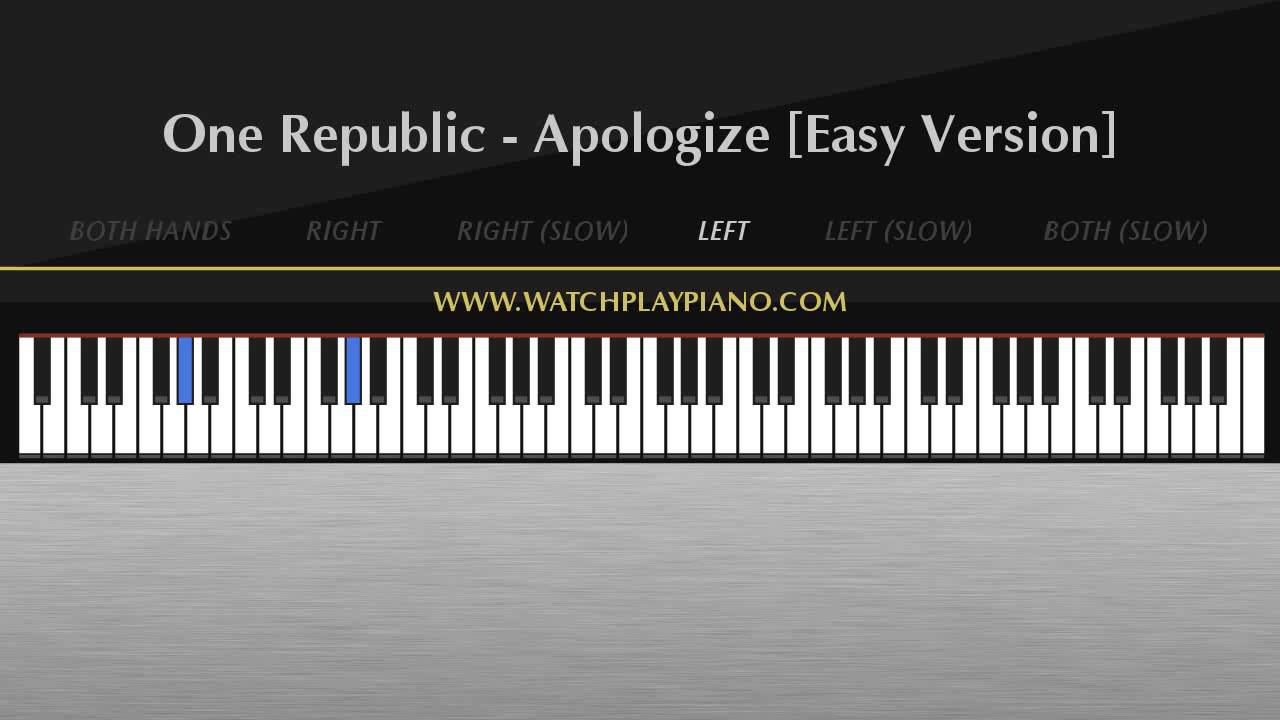 One Republic - Apologize [Easy Piano Tutorial]